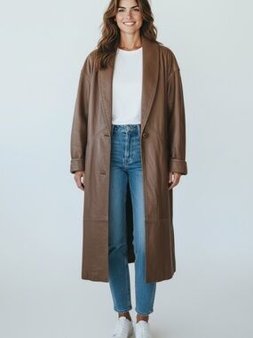 ✨ Jacqueline Ferrar Full-Length Leather Coat | Timeless Luxury ✨ S